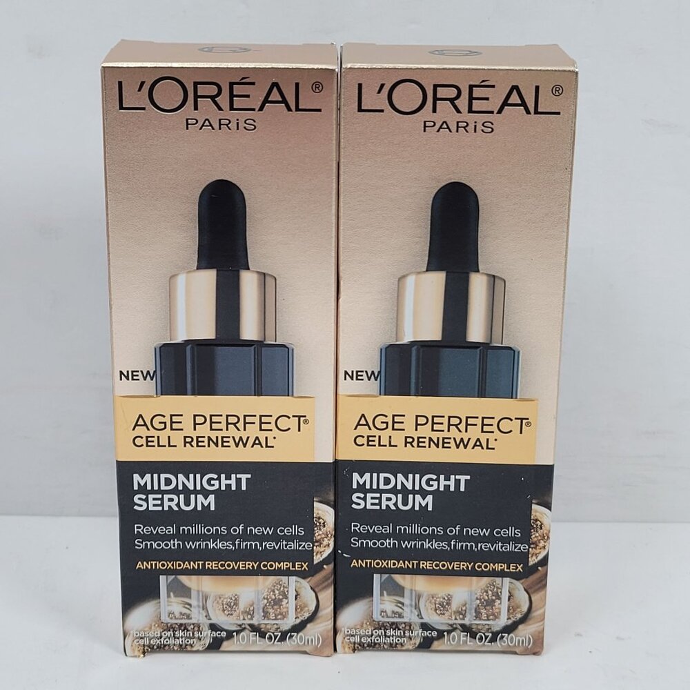LOreal Paris Age Perfect Cell Renewal Midnight Serum 1.0 Fl Oz NIB Set of 2